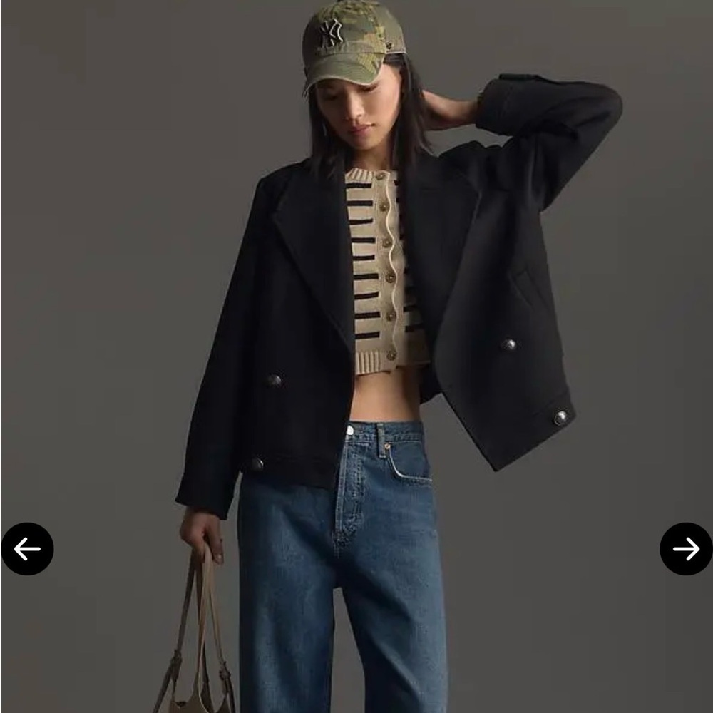 $188 Anthropologie NVLT Retro Wool blend black Peacoat medium - Picture 1 of 5